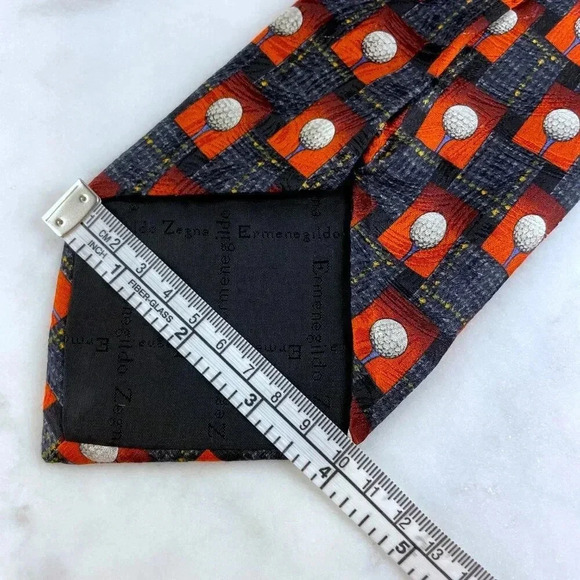 Ermenegildo Zegna 100% Silk Disegno Esclusivo Golf Theme Men Tie, Made in Italy - Picture 4 of 9